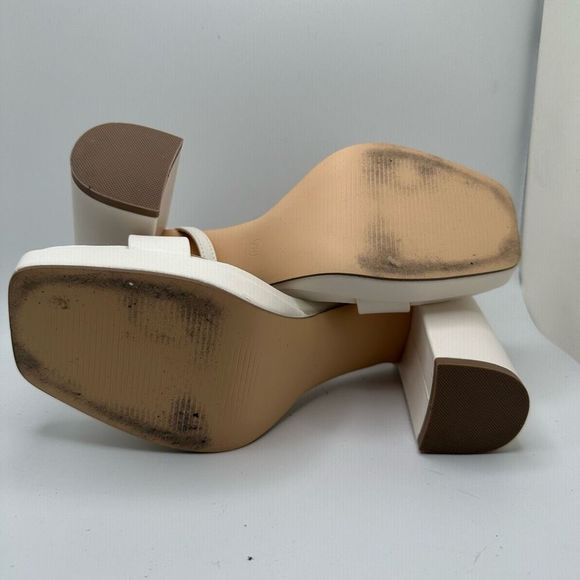 CUSHIONAIRE Women's one band block heel platform sandal 7 WIDE WHITE - Picture 5 of 7